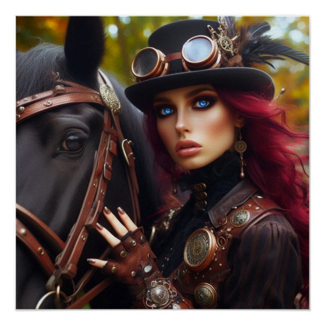 Dark Rider Steampunk Victorian Lady Poster (Front)