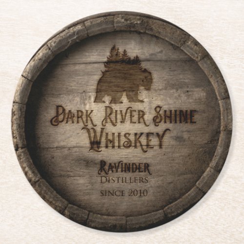 Dark River Shine Whiskey Barrel Coaster