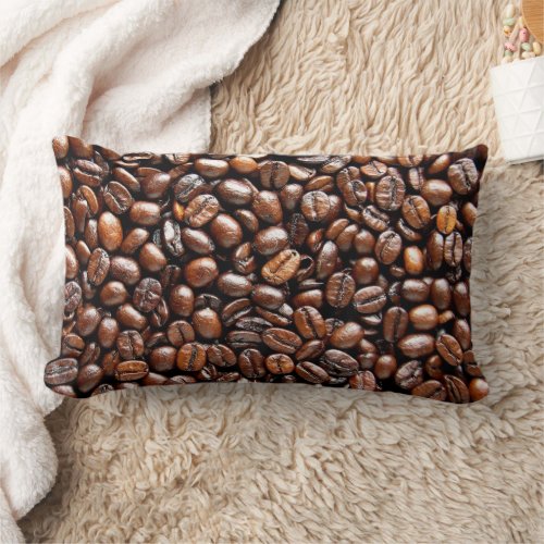 Dark Roasted Coffee Beans Lumbar Pillow