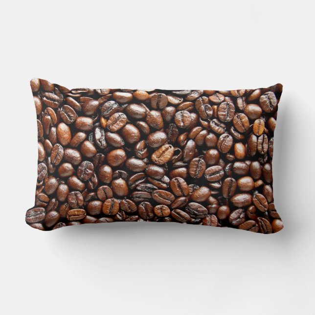 Dark Roasted Coffee Beans Lumbar Pillow (Front)