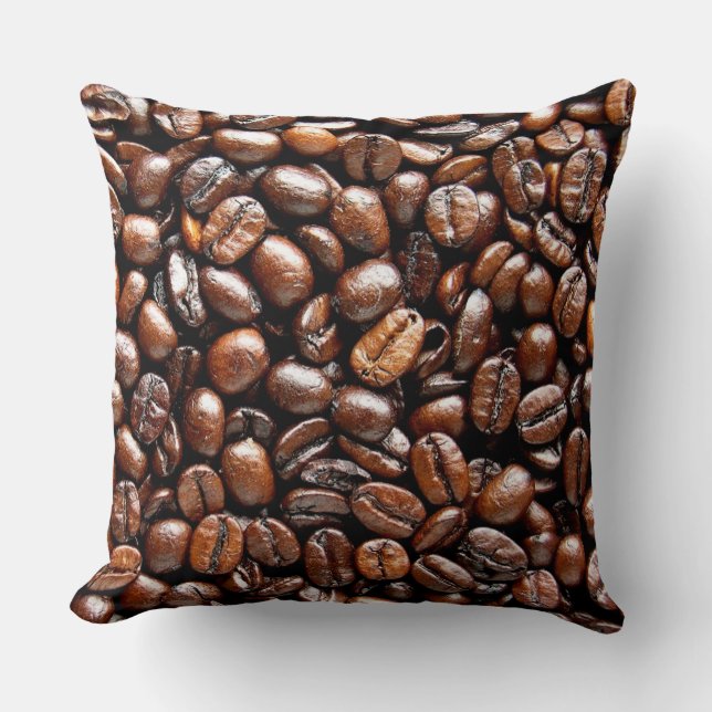 Dark Roasted Coffee Beans Throw Pillow (Front)