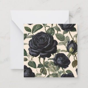 **"Dark Romance: Black Vintage Provincial Roses"** Note Card