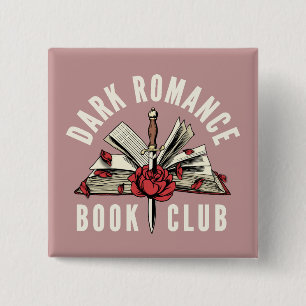 Dark Romance Book Club Red Floral Pink Button
