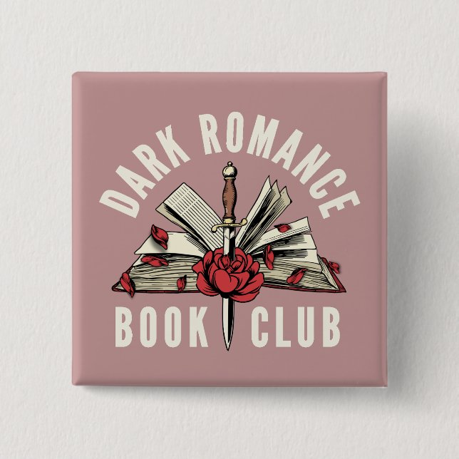 Dark Romance Book Club Red Floral Pink Button (Front)
