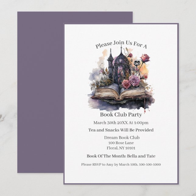 Dark Romance Book Lover, Book Club Invitation (Front/Back)
