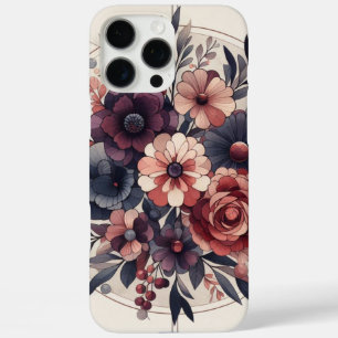 Dark Romance Burgundy Art Deco Floral Summer  iPhone 16 Pro Max Case