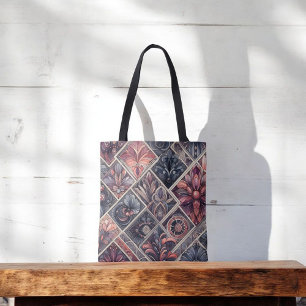 Dark Romance Burgundy Art Deco Floral Summer  Tote Bag