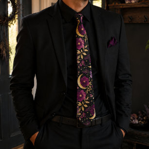 Dark Romance Celestial Moon Purple Neck Tie