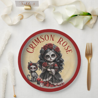 Dark Romance_ Crimson Rose Paper Plates
