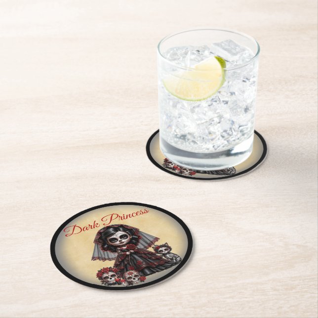 Dark Romance_ Dark Princess Round Paper Coaster (Insitu)