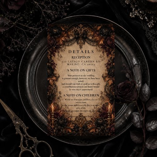 Dark Romance Fall Wedding Enclosure Card