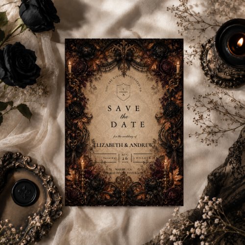 Dark Romance Fall Wedding Save The Date