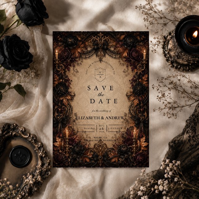 Dark Romance Fall Wedding Save The Date (Creator Uploaded)