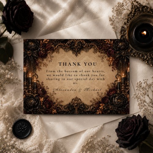 Dark Romance Fall Wedding Thank You Card