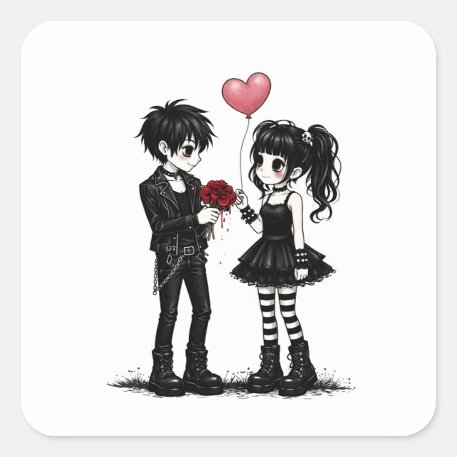 Dark Romance Goth Valentine Sticker (Front)