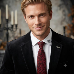 Dark romance gothic damask red neck tie