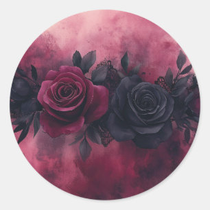 Dark Romance: Gothic Rose and Lace Design Classic Round Sticker