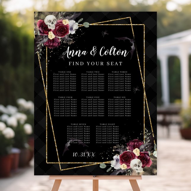 Dark Romance Gothic Wedding Seating Chart, Skull B Foam Board (Creator Uploaded)