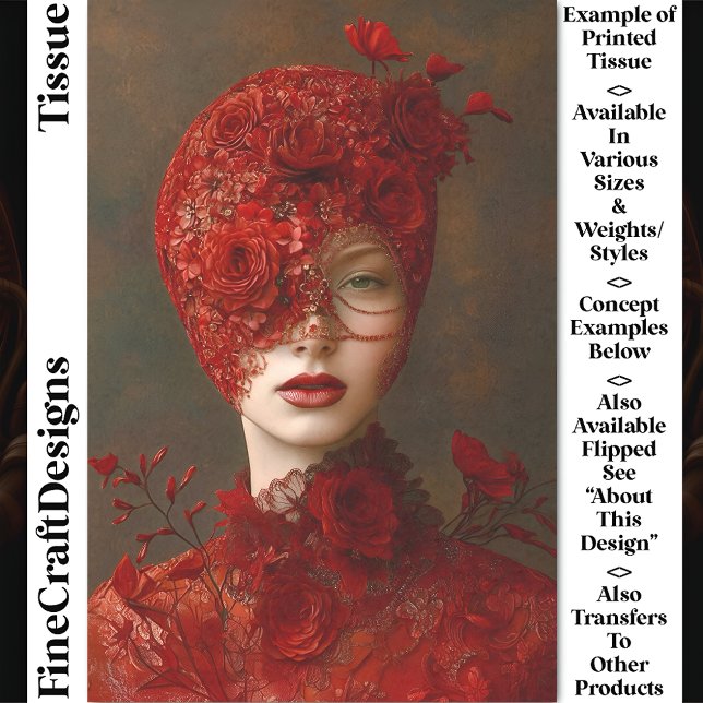 Dark Romance Red Lace Masked Woman CW7L Decoupage Tissue Paper (Creator Uploaded)