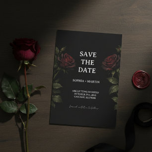 Dark Romance Red Rose Gothic Wedding Save The Date Invitation