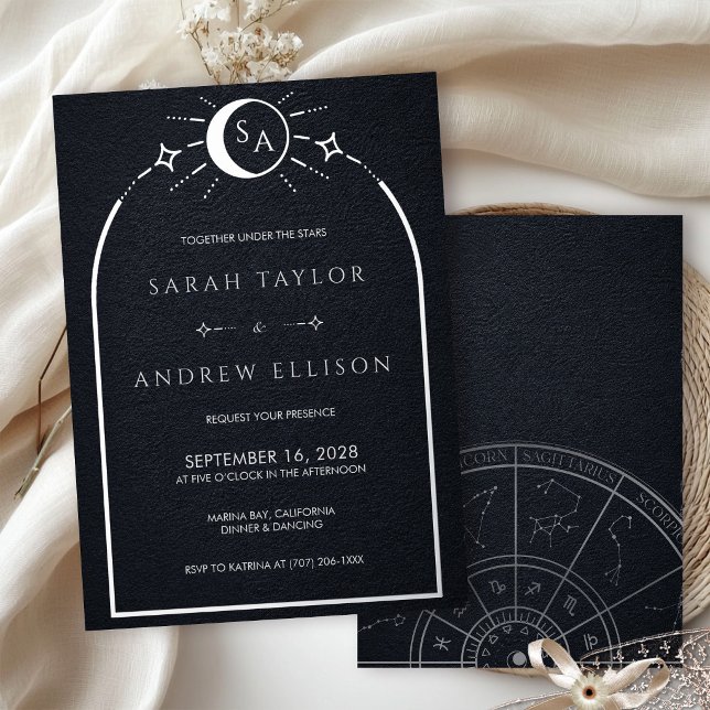 Dark Romance Silver Foil Celestial Arch Wedding Invitation (Creator Uploaded)