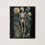 Dark Romance Skeleton | Vintage Halloween Spooky Jigsaw Puzzle<br><div class="desc">Piece together eerie elegance with this vintage inspired jigsaw puzzle featuring a skeleton in deep hued botanical blooms on a black background. Designed for lovers of gothic art, spooky details, or moody floral designs. it’s a fun and relaxing activity. And the finished puzzle makes beautiful wall decor. Great for Halloween,...</div>
