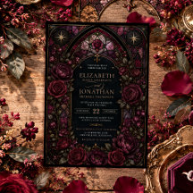 Dark Romance Stained Glass Burgundy Floral Wedding