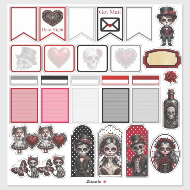 Dark Romance Sugar Skulls 1 Sticker (Sheet)