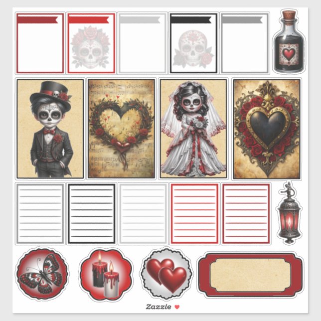 Dark Romance Sugar Skulls 2 Sticker (Sheet)