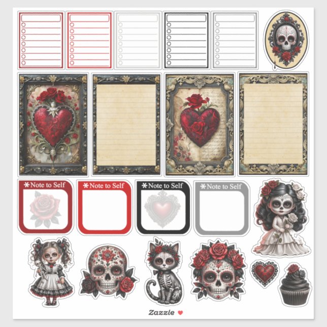Dark Romance Sugar Skulls 3 Sticker (Sheet)