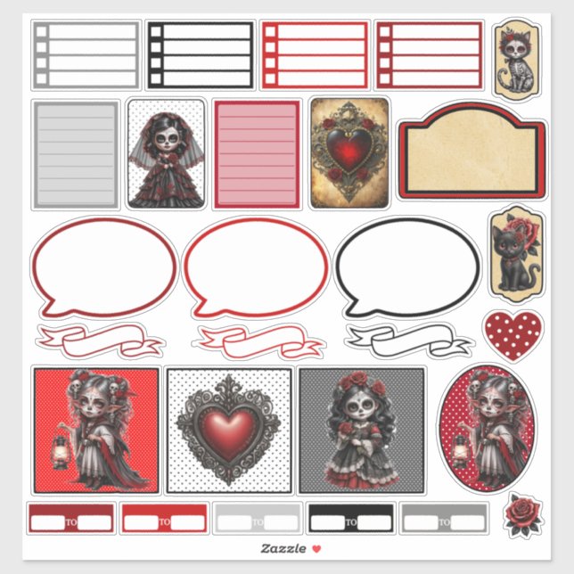 Dark Romance Sugar Skulls 4 Sticker (Sheet)