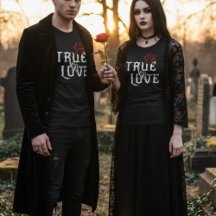 Dark Romance True Love: Skull Hand & Red Rose