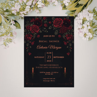Dark Romance Victorian Elegant Roses Bridal Shower Invitation