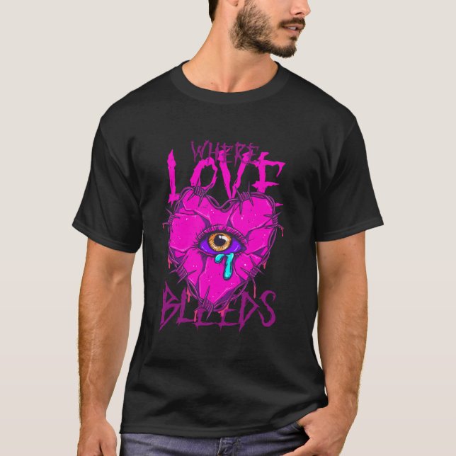 Dark Romance Where Love Bleeds T-Shirt (Front)