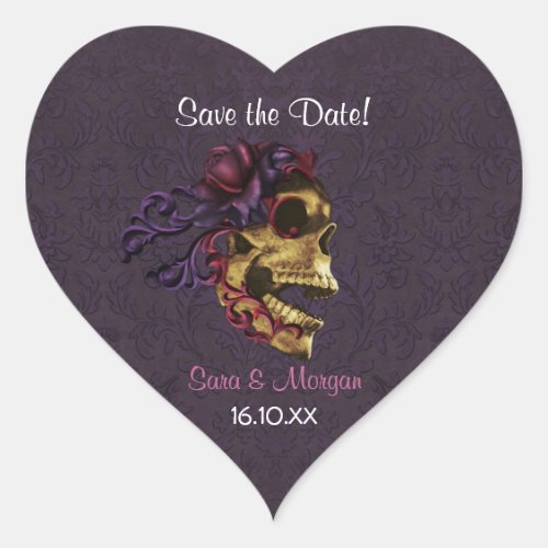 Dark Romance with Skull Art Heart Sticker