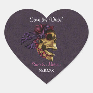 Dark Romance with Skull Art Heart Sticker