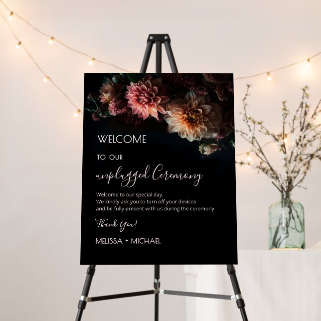 Dark Romantic Chrysanthemum Unplugged Ceremony Foam Board (In Situ (Stand))