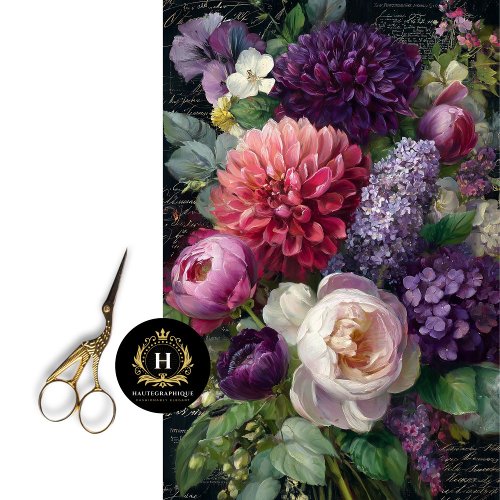 Dark Romantic Floral Bouquet Decoupage Tissue Paper