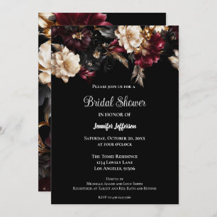 Dark Romantic Floral Gothic Bridal Shower Invitation