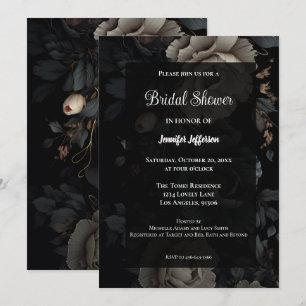 Dark Romantic Floral Gothic Bridal Shower Invitation