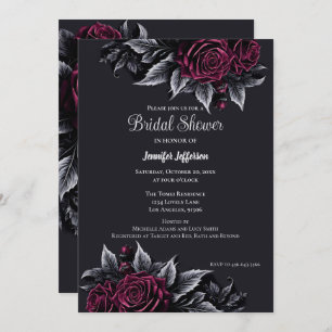 Dark Romantic Floral Gothic Bridal Shower Invitation