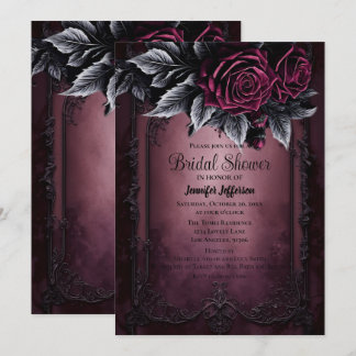 Dark Romantic Floral Gothic Bridal Shower Invitation