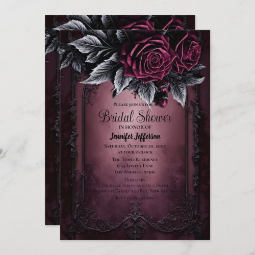 Dark Romantic Floral Gothic Bridal Shower Invitation