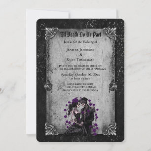 Dark Romantic Floral Gothic wedding invitation