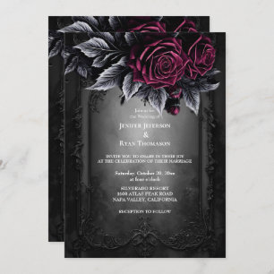 Dark Romantic Floral Gothic wedding invitation
