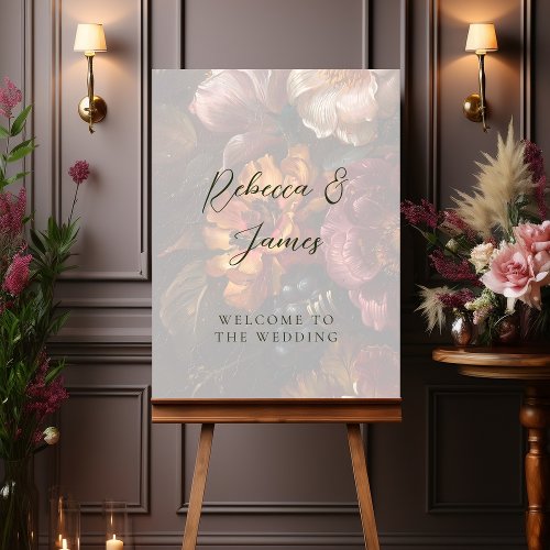 Dark Romantic Floral Painting Fine Art Wedding Foam Board