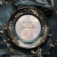 Dark Romantic Floral Painting Guests Name Wedding