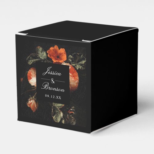 Dark Romantic Floral Roses Dutch Master Wedding Favor Boxes