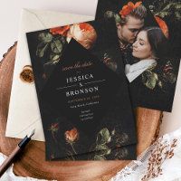 Dark Romantic Floral Roses Dutch Save the Date
