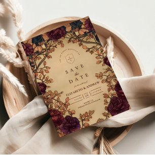 Dark Romantic Floral Wedding Save The Date